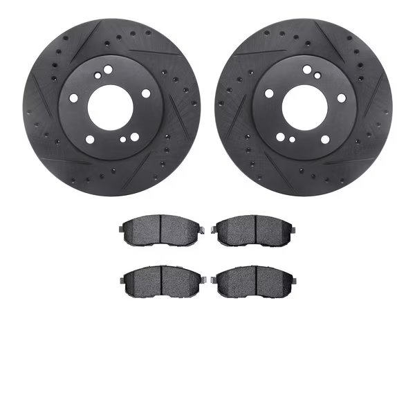 8502-67045, Rotors-Drilled and Slotted-Black with 5000 Advanced Brake Pads, Zinc Coated, Dynamic Friction Co, Mfr#: 8502-67045